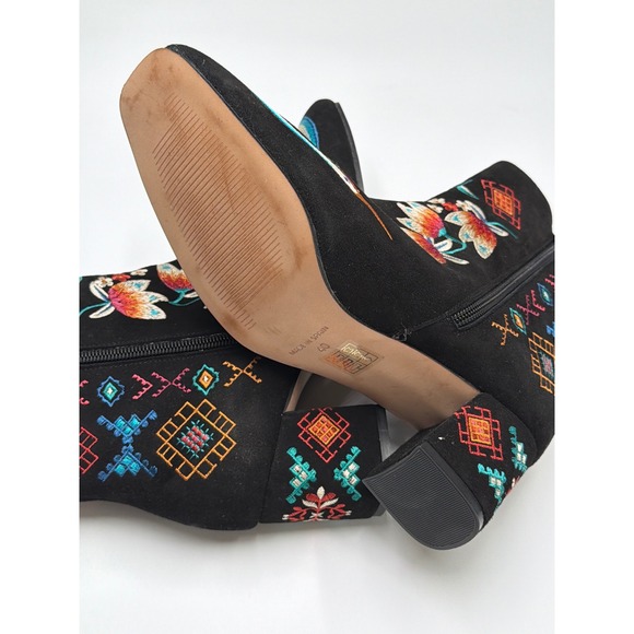Johnny Was Embroidered Ankle Boots Womens Bird Floral Western Style Heel Size 40 - Picture 8 of 10